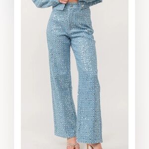 Women's Blue Sequin Jeans